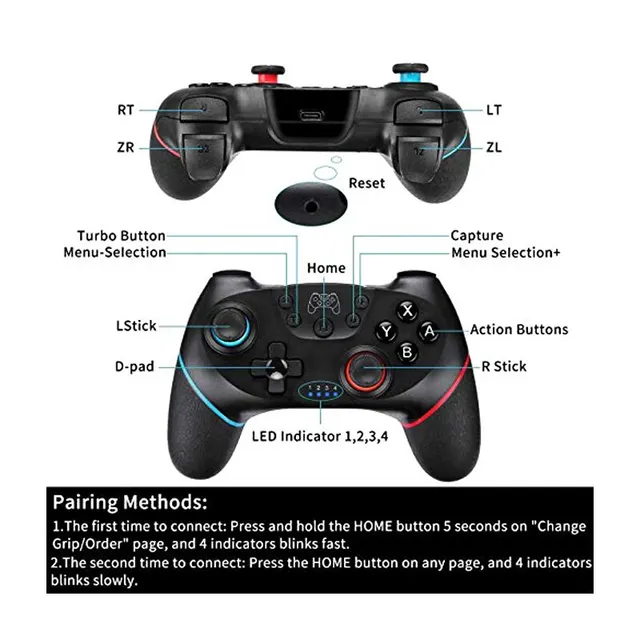 DATA FROG-controlador inalámbrico Compatible con Nintendo Switch, Turbo ajustable, Gamepad de vibración de 6 ejes para PC/consola NS Lite - Image 4