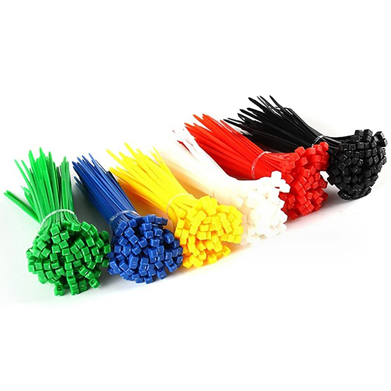 

100PCS/Bag Self-locking Plastic Nylon Tie Zip Wraps Strap Nylon Cable Tie Set Fastening Ring Loop Wire Wrap