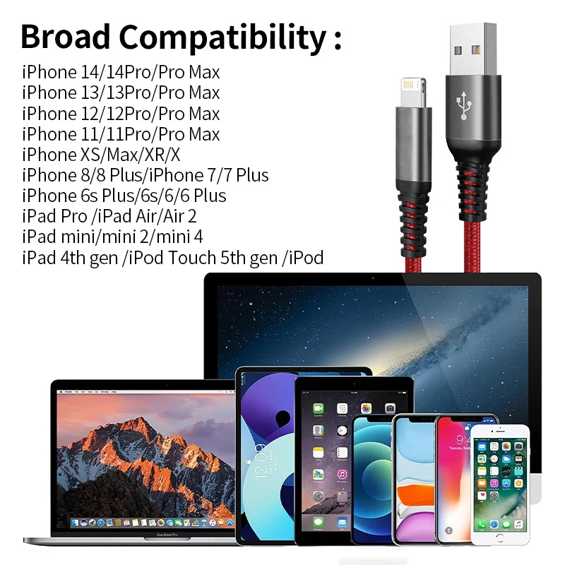 Premium MFi Certified USB Lightning Fast Charger Cable - 20W Data Sync
