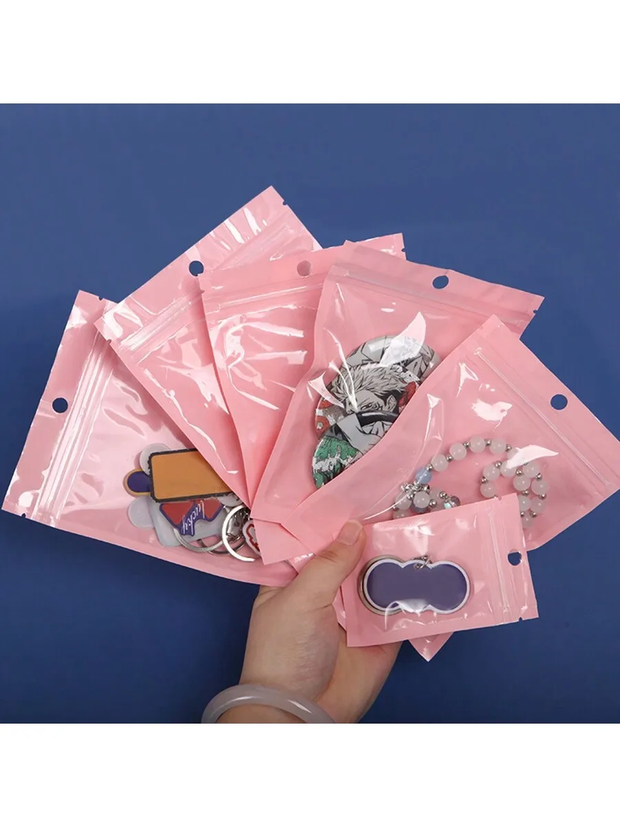 100 Stück Packung Bunte Perlglanz-Ziplock-Beutel, Wiederverschließbare Aufbewahrungsbeutel für Lebensmittel, Schmuck, Bastelmaterialien, Perlen – Detail 7
