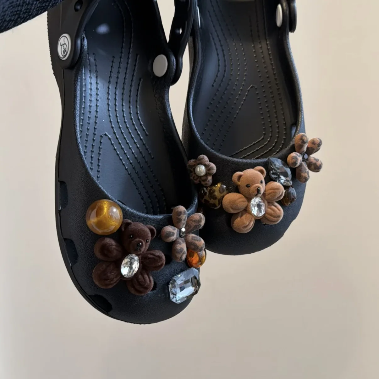 Original Schuh-Charms-Set für Damen, Retro-Leopardenmuster, Schuhblumen-Charms, niedlicher kleiner Bär, Ballettschuh-Dekorationen, Schuh-Accessoires – Detail 8