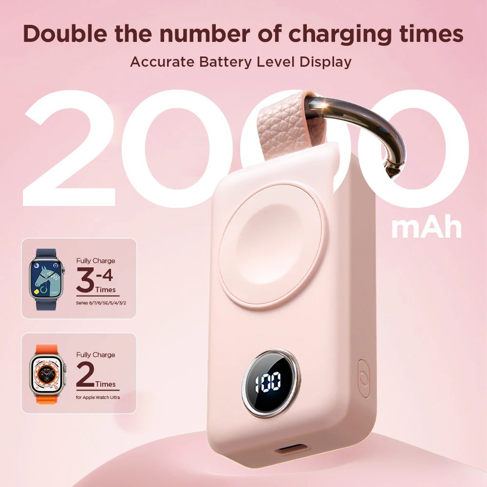 Joyroom 2000mAh Portable Wireless Charger for Apple Watch Series 8/Ultra/7/6/5/4/3/2/SE iWatch Charger Magnetic Power Bank - Image 2