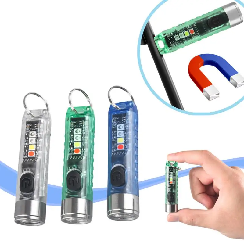 

Mini Flashlight LED Multi-function Waterproof Keychain Flashlight Waterproof Magnetic Warning Camping Torch Light Warning Light