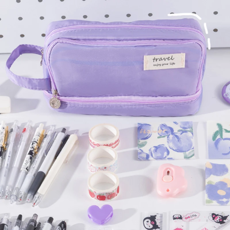 Pencil Case Macaron Double layer Large Capacity Cute Back to School Stationery Supplies Schools & Offices