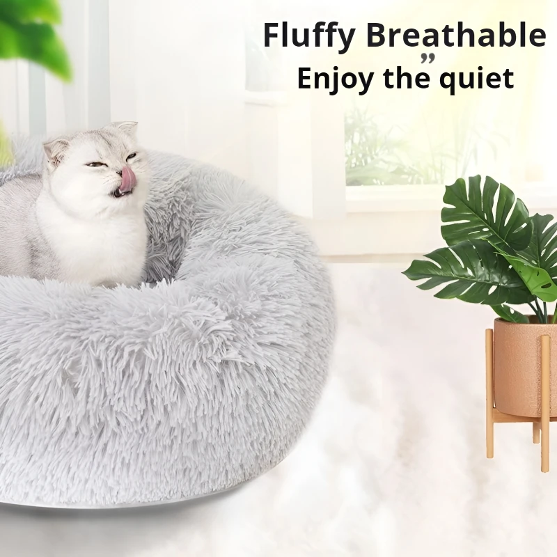 Plush Circular Pet Nest Winter Cat Nest Dog Warm Detachable Washable Round Cat Pet Bed Seasonal Universal Decoration pet plush nest