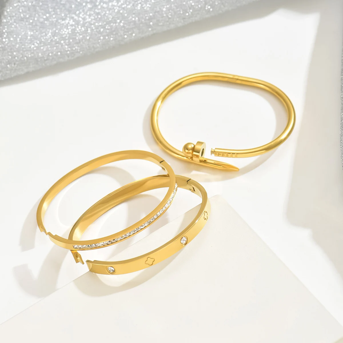 Stainless Steel Bracelet Gold Nail Women's
