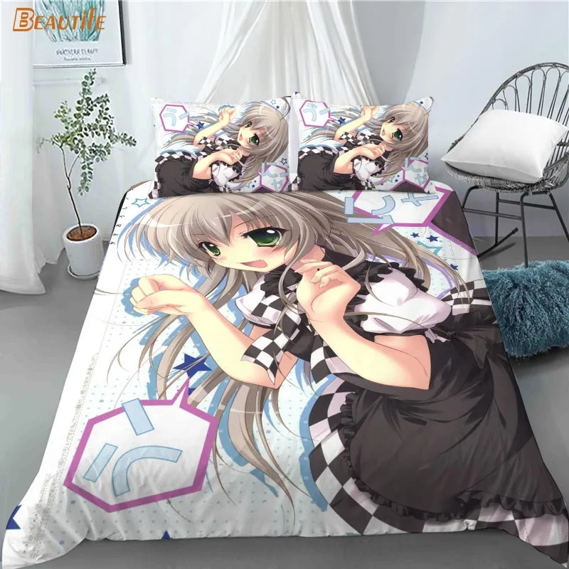 

Nice Haiyore! Nyaruko San Anime 1 Duvet Cover 2 Pillowcases Polyester Fabric Bedding Set Family Boy Kid Set Duvet Cover Set