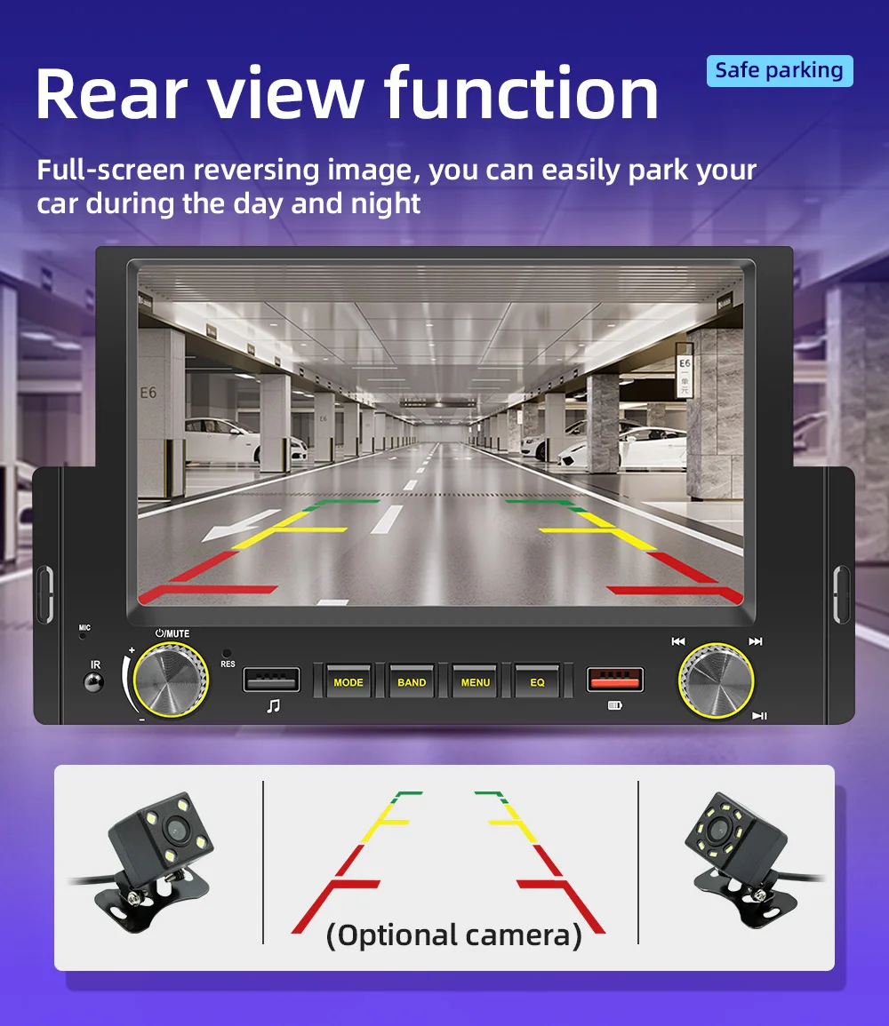 Фото Автомобильный MP3-плеер ESSGOO, 1 Din, 6,2 дюйма, автомобильное радио, Carplay Mirror Link, автомобильное стерео, Bluetooth, автомобильное центральное мультимедийное стерео №4