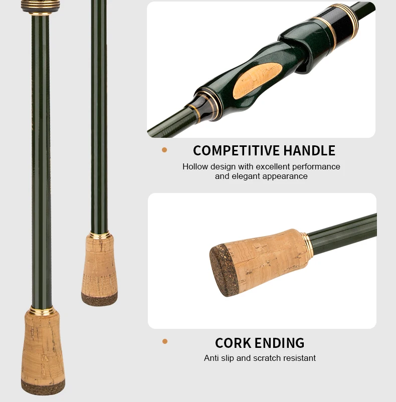 CEMREO Tragbare Angelrute 6ft/7ft/8ft Spinn-/Baitcasting-Angelrute aus Kohlefaser Reise-Angelrute Mehrteilige Rute Modell:MACARS – Detail 12