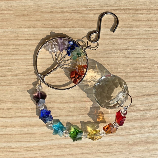 Az Élet Fája Suncatcher Kristálygömb Prizma Medál Szivárványkészítő Lógó Napsütő Drágakövek Ablak Dísz Otthoni Kerti Dekoráció
