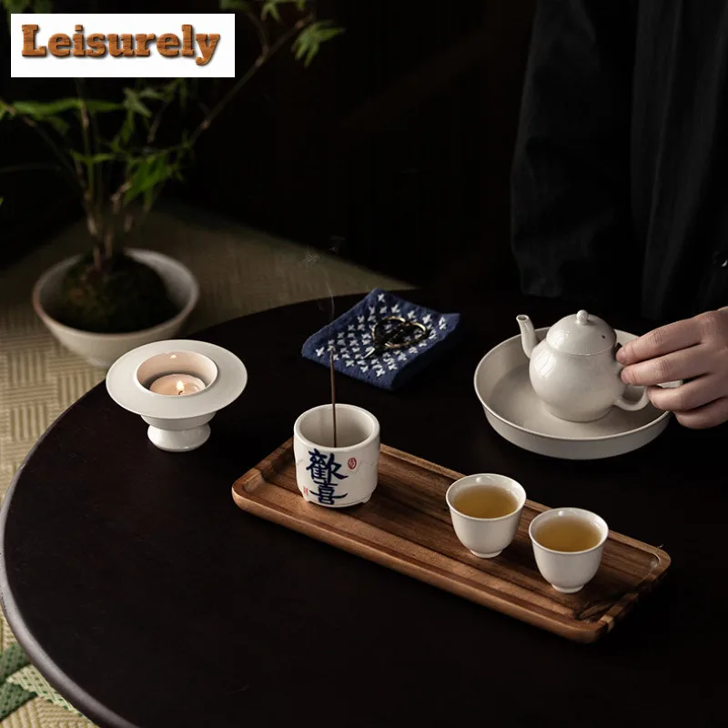 Retro Plant Gray Glazed Ceramic Incense Burner Household Aromatherapy Stove Thread Insertion Holder Zen Censer Burner Holder