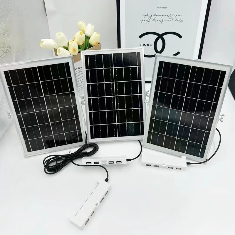 태양열 범용 충전 패널, 충전용 USB 포트 4 개, 6V, 6W