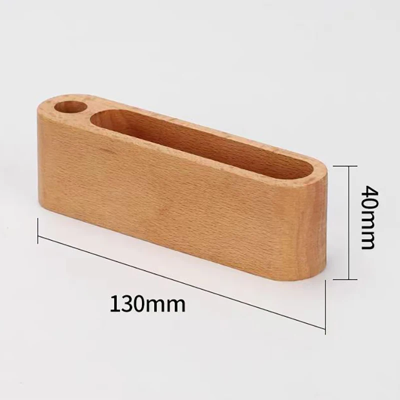 Card Display Stand Wooden Business Card Holder with Pen Slot for Office Desk