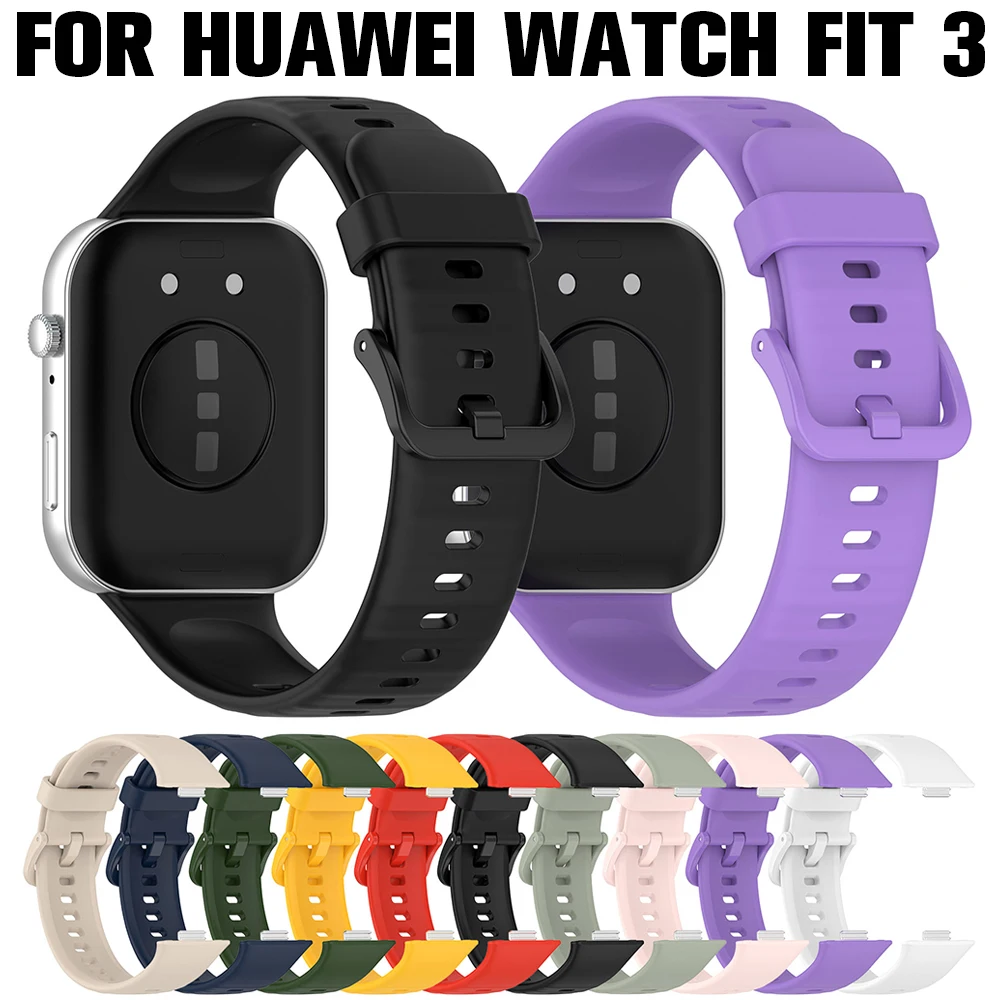 

Silicone Sports Strap for Huawei Watch Fit 3 Colorful Buckle Rubber Bracelet for Huawei Watch Fit3 Correa Accessories Wristband