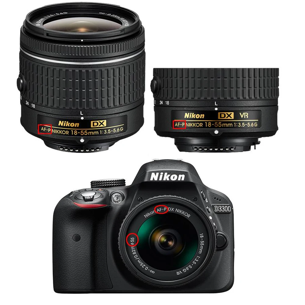 SLR Lens Hood Lens AF-P 18-55 Lens Hood HB-N106 55MM Applicable to Nikon D3300 D5300 D5500 Lens Hood