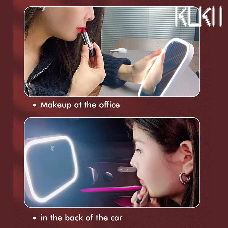 LED 조명 배터리 포함 메이크업 거울, USB 충전식 자동차 휴대용 선 바이저, 조도 조절 가능 햇빛가리개, 여성 액세서리, 조절 가능 램프