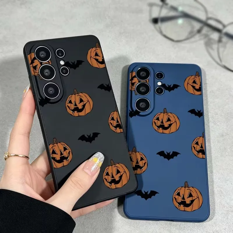 Halloween Pumpkin Bat Pattern TPU Phone Case Cover