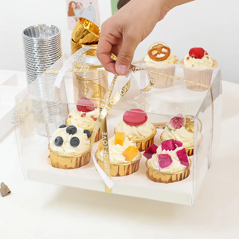 Transparent Cake Packing Boxes with Handle, High-Capacity Clear Cupcake Pastry Gift Wra... - SKU TCPB0827 - UGI Packaging