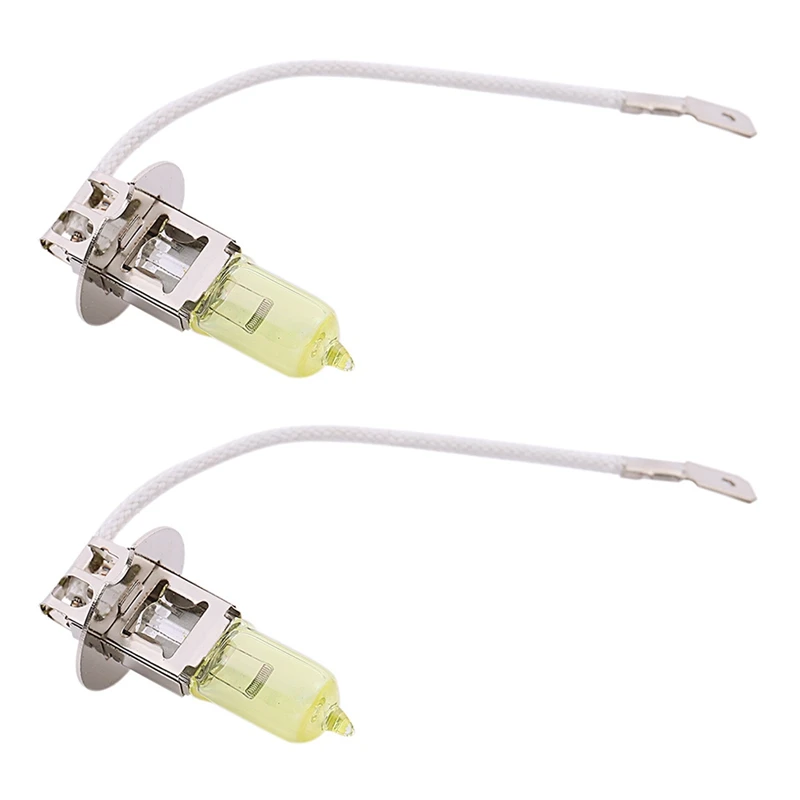 

2X Car Halogen Bulbs Vehicle Fog Light DC 12V H3 100W Yellow Bulbs