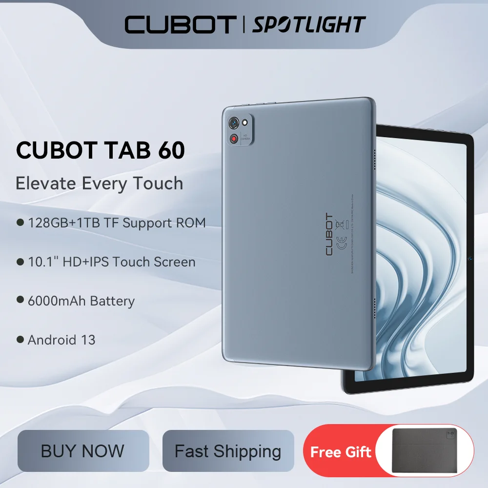 

Cubot TAB 60, 2024 New Android Tablet, Octa-Core, 8GB RAM (4GB+4GB), 128GB ROM, 10.1-Inch HD+ Screen, 6000mAh, GPS, OTG, WiFi 6