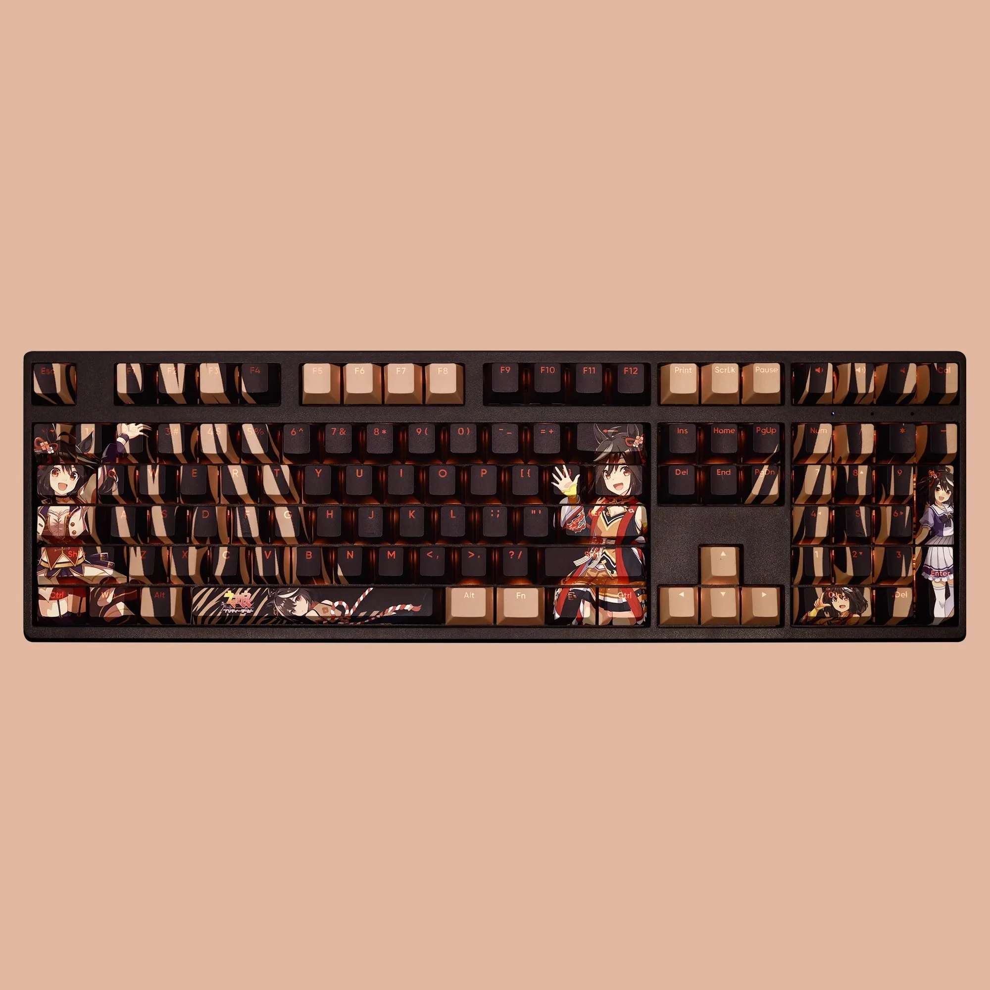 Anime Gaming Keycaps Grupo Pretty Derby Kitasan Preto Pbt Tintura Subbed Backlit Ansi 61 87 104 108 Chaves - Imagem 4