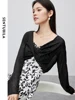 SENTUBILA Casual Cropped V-neck Knitted Pullovers 2024 Summer Fashion Loose Thin Soft Long Sleeve Top Woman Clothing W42H55450 5