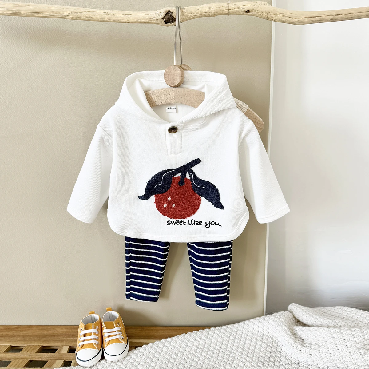 Conjunto De Moletom Com Capuz Para Bebê 2 Peças - Jaqueta E Calça Rosa 18-24 Meses