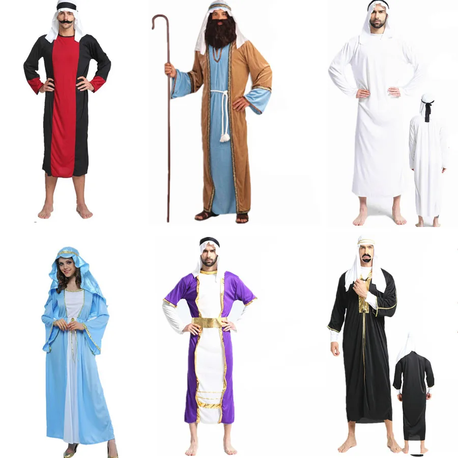 Fantasia clássica de máscara adulto masculino do Oriente Médio Emirados  Árabes Dubai Príncipe Rei Cosplay Roupas Lslamic Muçulmana Abaya Robes
