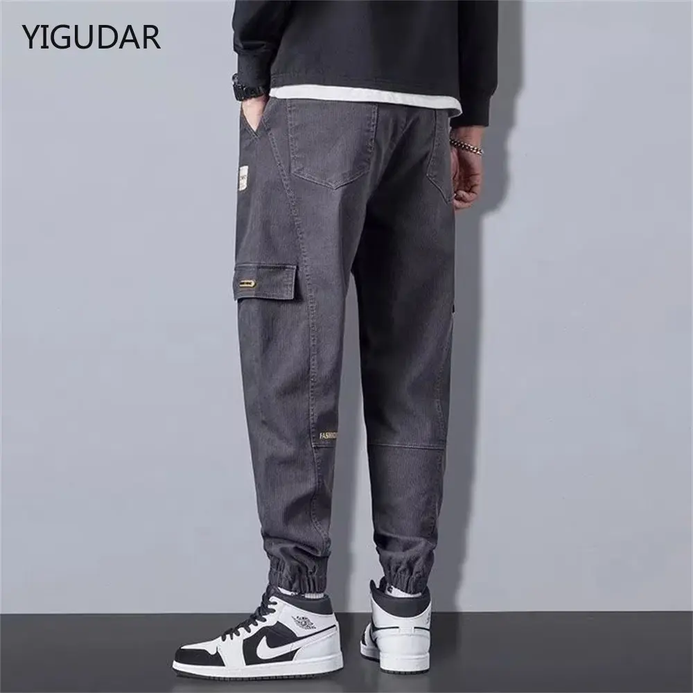 

Spring Summer Men jeans Black Blue Cargo Jeans Men Streetwear Denim Jogger Pants Men Baggy Harem Jean Trousers Size 4XL 5XL