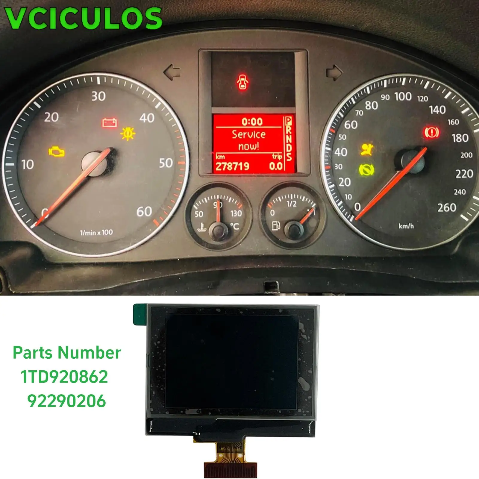 LCD Display Screen Dashboard For Golf V/Touran/Passat/Jetta 1TD920862 1K0920861M 92290206 Engine Car Accessories Interior Parts