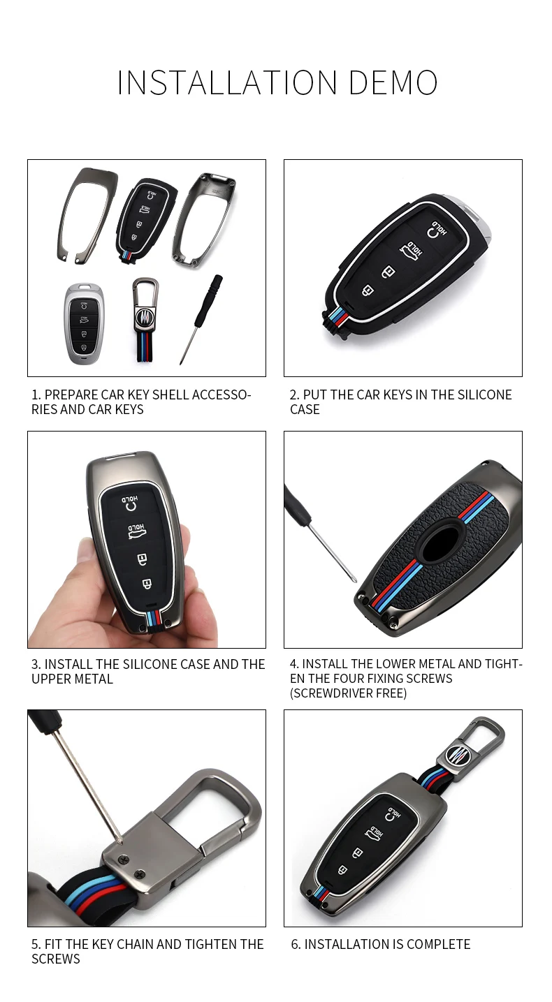 Nuova custodia per chiave a distanza per Auto per Hyundai Santa Fe Tucson 2022 NEXO NX4 Atos Prime Solaris 2021 4 5 pulsanti accessori Auto - S87ffbc7e127f4e6c8dd3741b4ff8a9abL