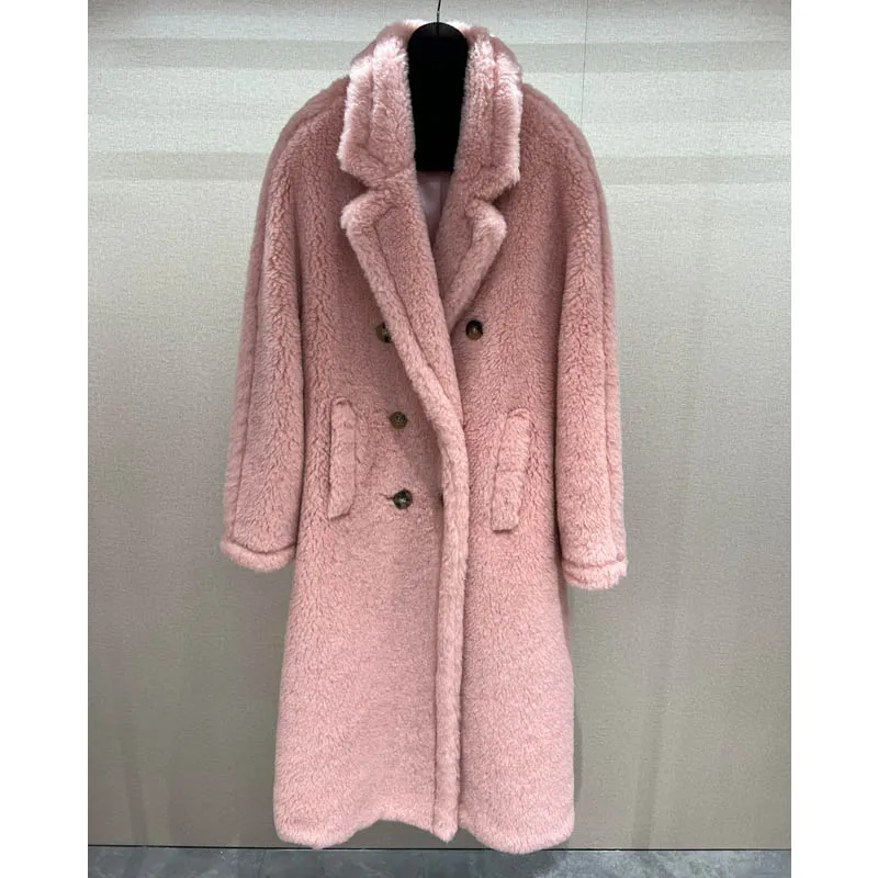 

12.19 Teddy Bear Coat Women Winter Alpaca Loose Warm Coat Camel Wool Coat Female Classic Casual Lapel Milk White Oversized Loose