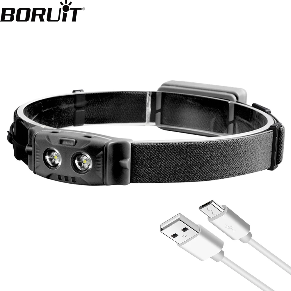 

BORUiT XPG 2835 SMD LED Mini Headlamp Rechargeable Built-in battery Headlight Outdoor Waterproof Fishing Torch Flashlight