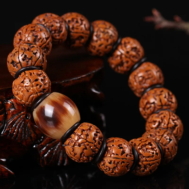 

Buddha Beads Natural Polished Fan-Shaped Jingang Bodhi Single Circle Men's Hand Toy Bracelet Five 5 Petals