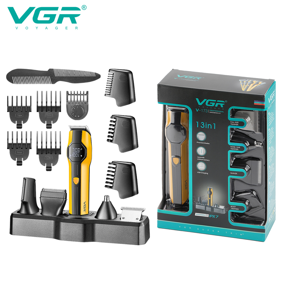 VGR 173 Hair Trimming and Cleaning Set Men's Hair Clipper Shaver Nose Hair Trimmer Household Oil Head Carving and Pushing Clippe
