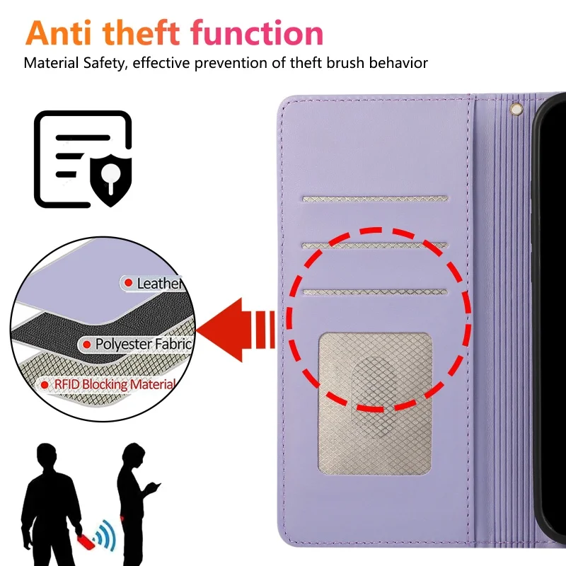 Elegant Magnetic Leather Wallet Phone Case - Premium Faux Leather Design with Card Slots and Secure Closure