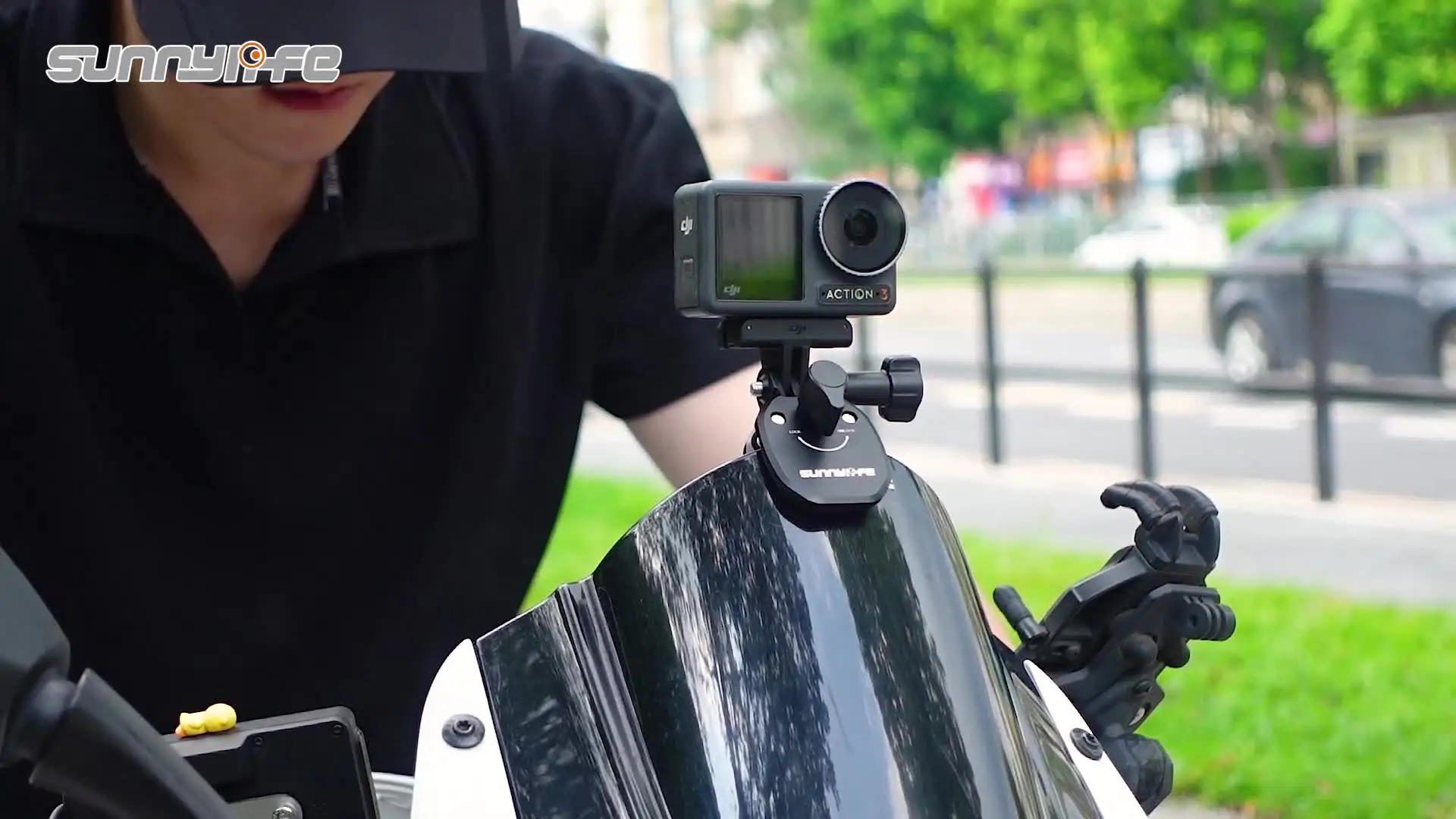 Motorfiets Windscherm Montageklem Aluminium Compatibel voor Gopro Hero 13 12 11 10 9 8 DJI Action 4 3 2 Motorfiets voorruitbeugel compatibel voor insta360 X5 X4 X3 X2 X RSSport Actie Camera