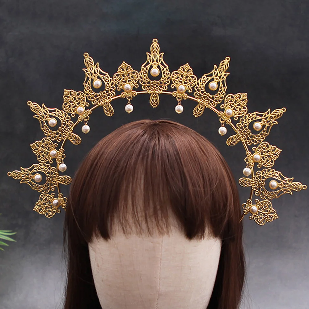 1pc Trendy Divine Halo Crown Baroque Neutral Tiara Party Banquet Holiday Exaggerated Eye-Catching Women Hair Accessory Crown hair accessory hair headdress hair band crown