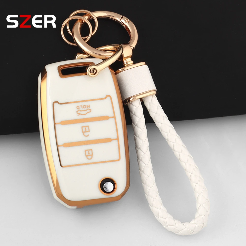 Enhanced TPU Car Flip Key Case Cover - 3/4 Button Protection