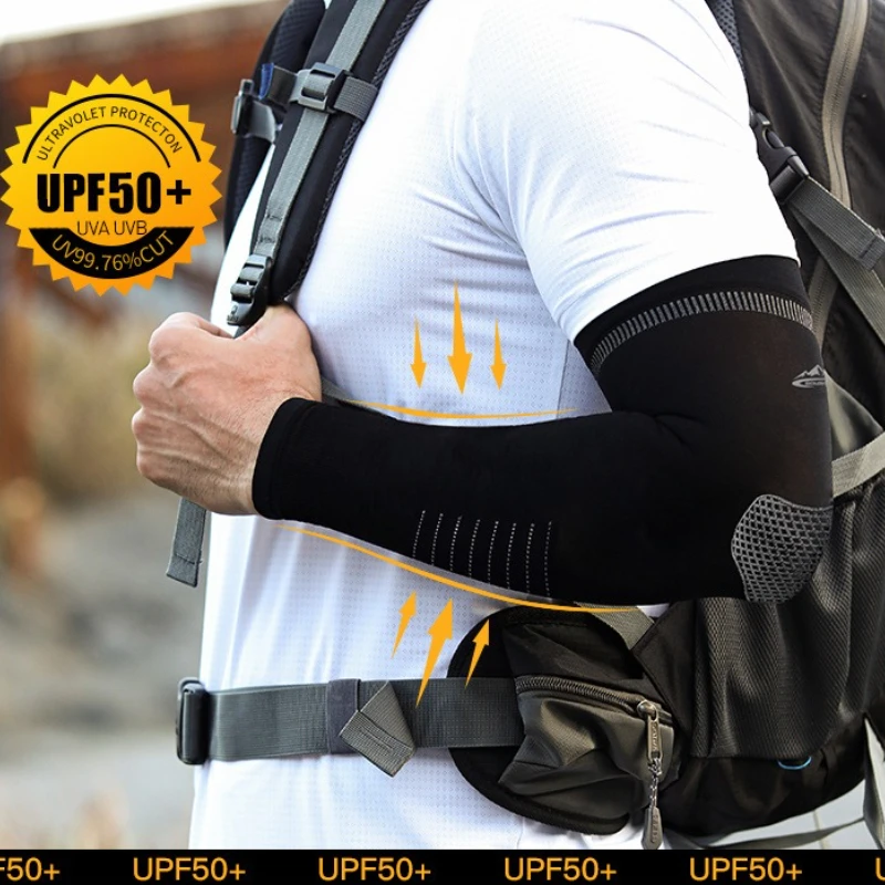 Ice Silk Sunscreen Arm Protection Summer Men Outdoor Sports Driving Cycling Ice Sleeves Fishing Sunshade Breathable Sleeve Cover