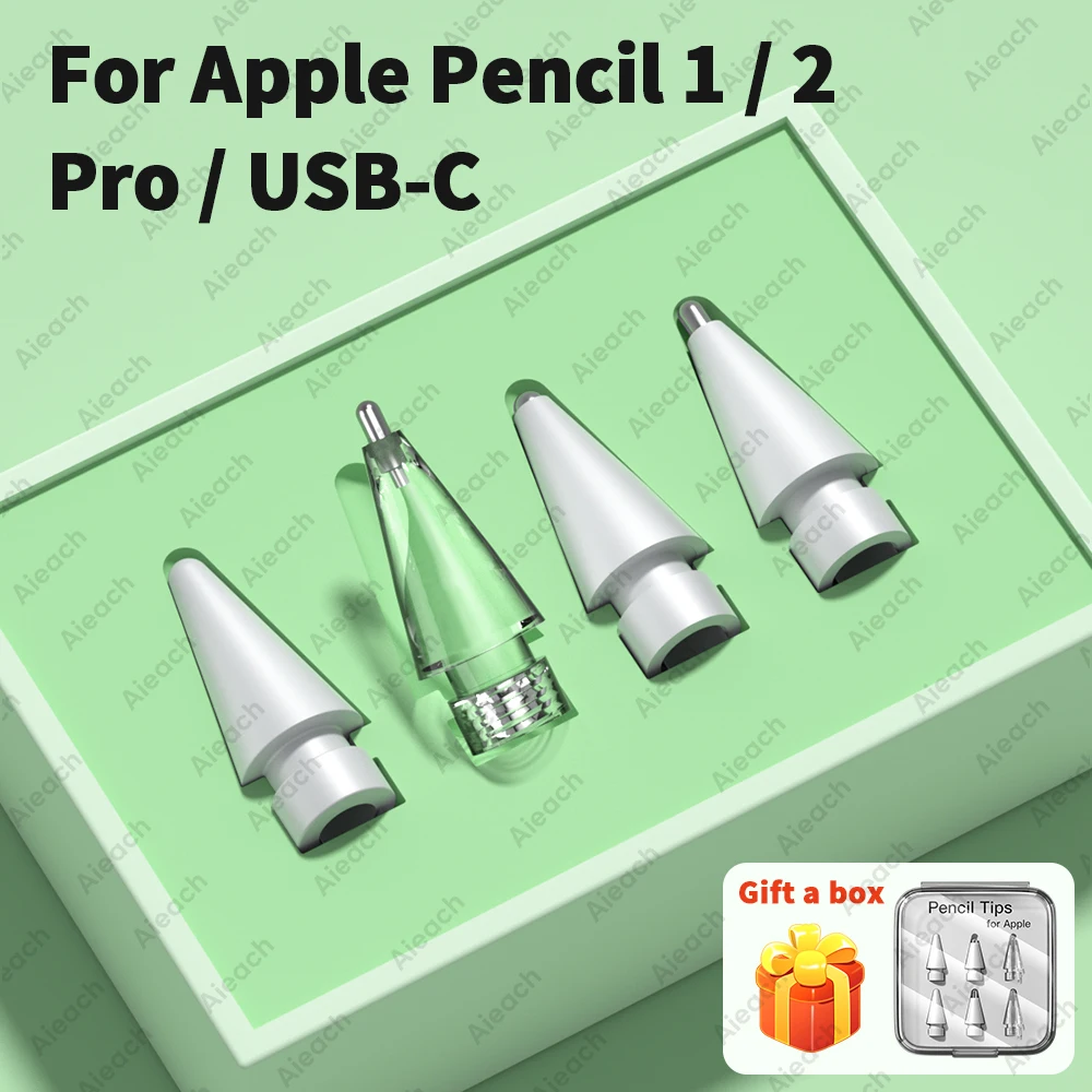 Apple Pencil Nib Replacement Tips - Metal  POM Wear-Resistant 2B Soft  HB Hard