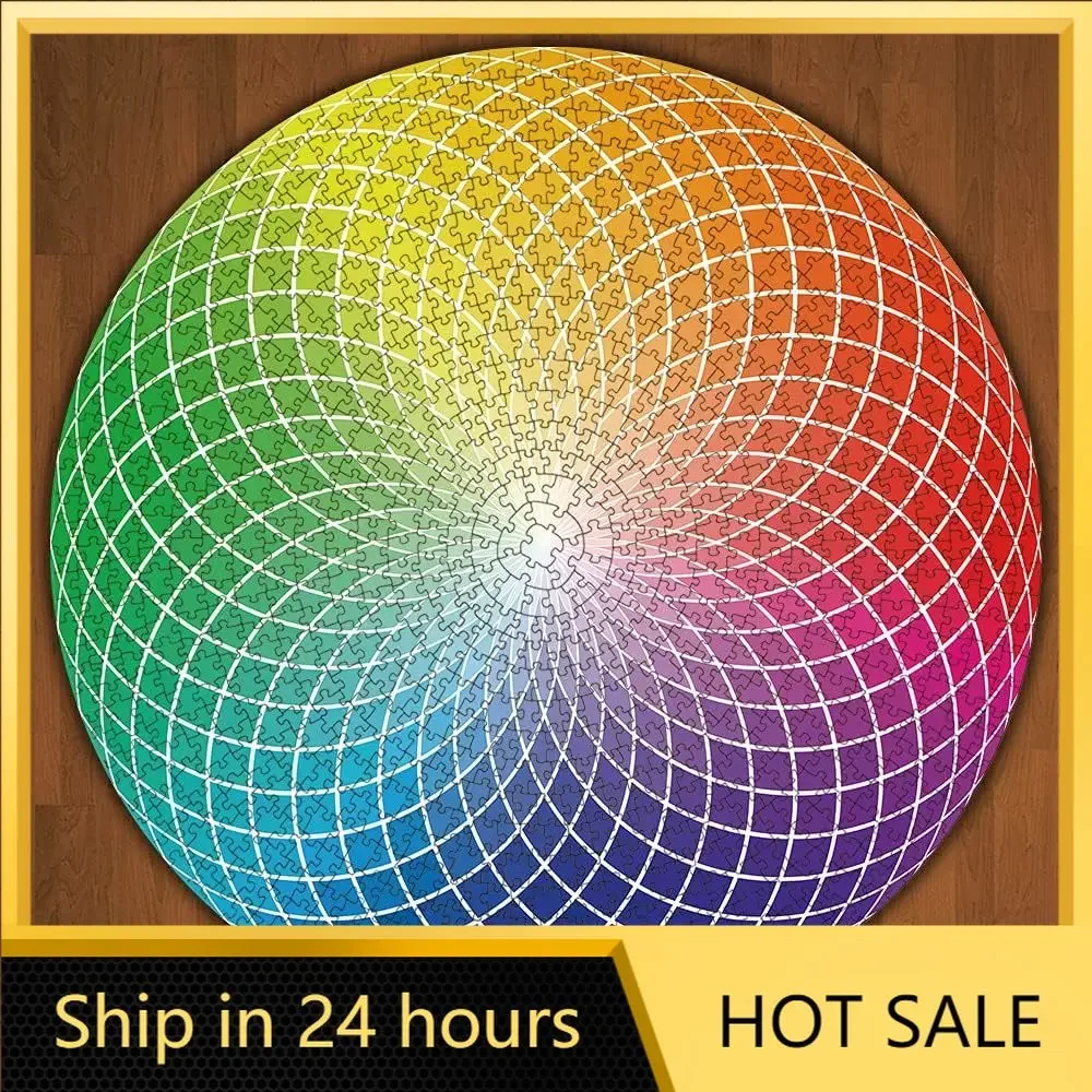 MaxRenard Jigsaw Round Puzzle 1000pcs for Adults Colorful Circular Puzzle Rainbow Gradent Color Educational Toy Christmas Gift
