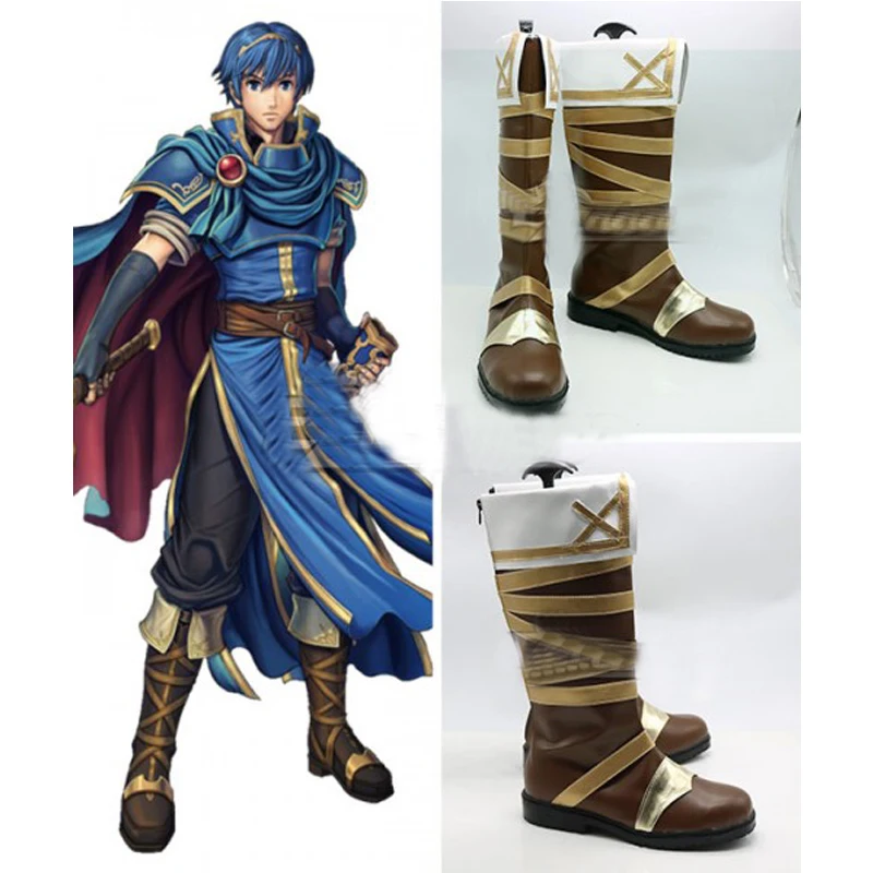 Emblema Del Fuoco Marth Brown Scarpe Cosplay Stivali Halloween Carnevale Accessori Costume Cosplay