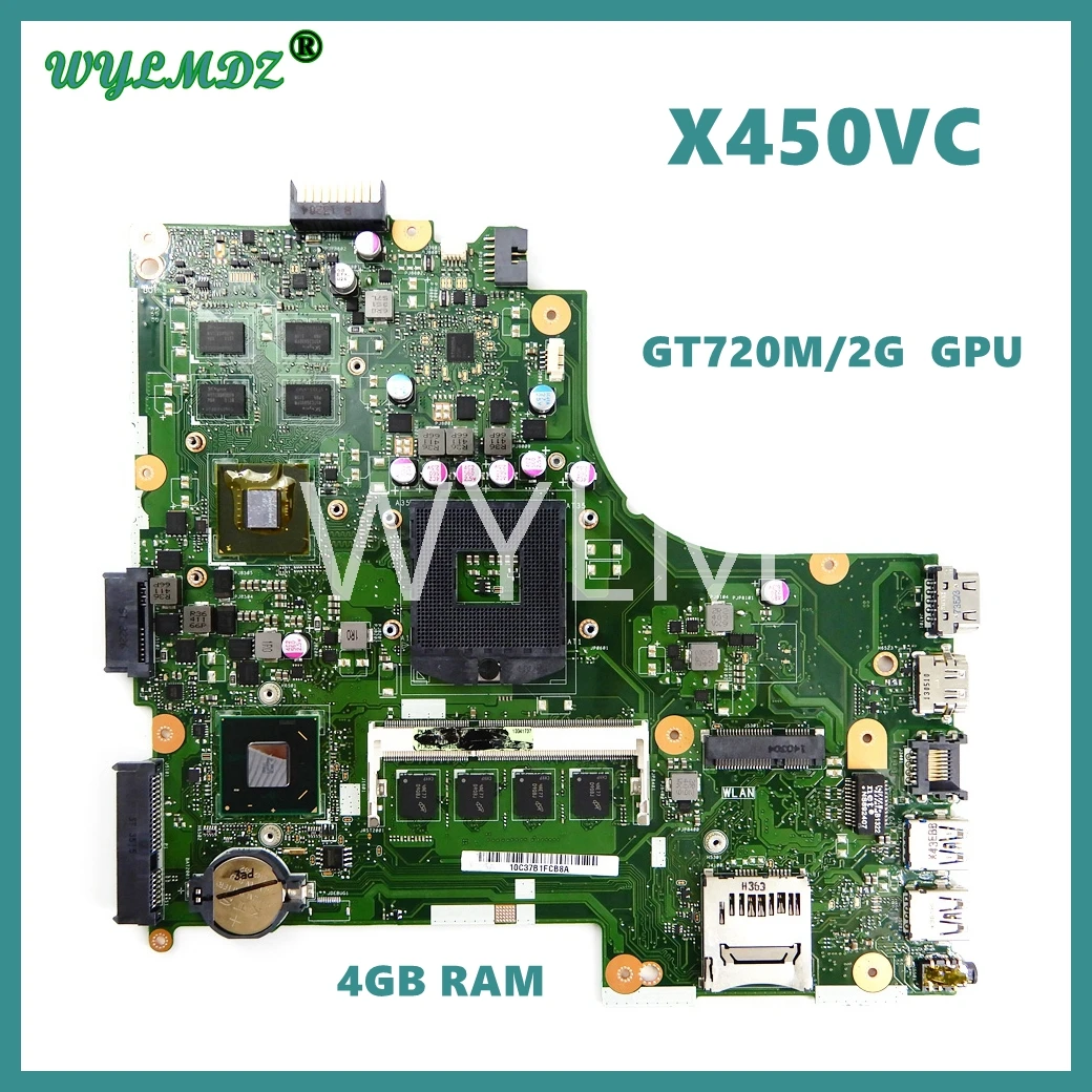 

X450VC 4GB RAM GT720M/2G Mainboard REV2.0 For Asus X450V X450VC A450V Laptop Motherboard Tested Working