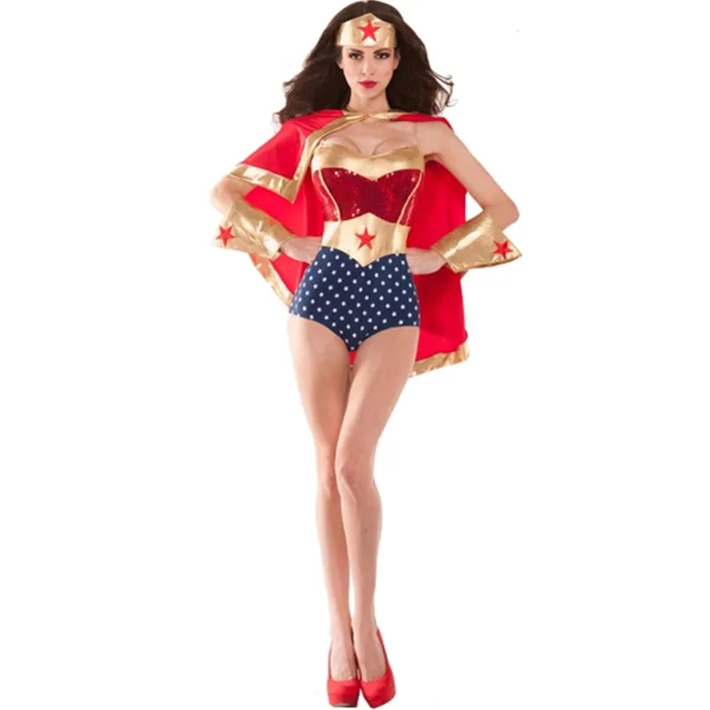 

Adult Halloween Sexy Woman Wonderful Super Warrior Cosplay Costume Purim Carnival Party Hero Fancy Dress