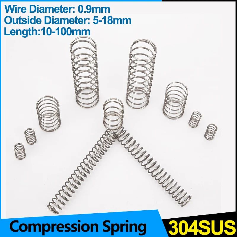 

Stainless Steel Compression Spring Wire Diameter 0.9mm 304 SUS Shock Absorbing Pressure Return compressed Springs