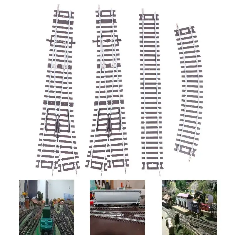 1/87 모형 기차 트랙 HO 게이지 철도 트랙 직선 곡선 스위치 트랙 디오라마 모래 테이블 DIY 풍경 레이아웃용