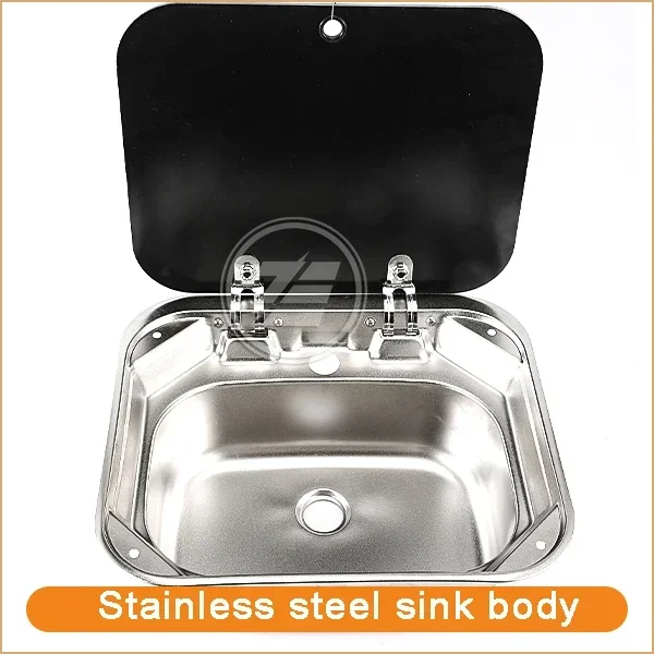RV Camper Hand Wash Basin Sink Folded Faucet Tempered Glass Lid Caravan Boat Motorhome
