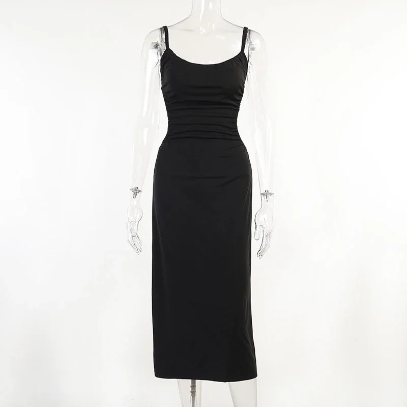 

Sexy Backless Midi Dress for Women Party Elegant Ladies Long Dresses Summer Spaghetti Strap Dress Solid платье женское New