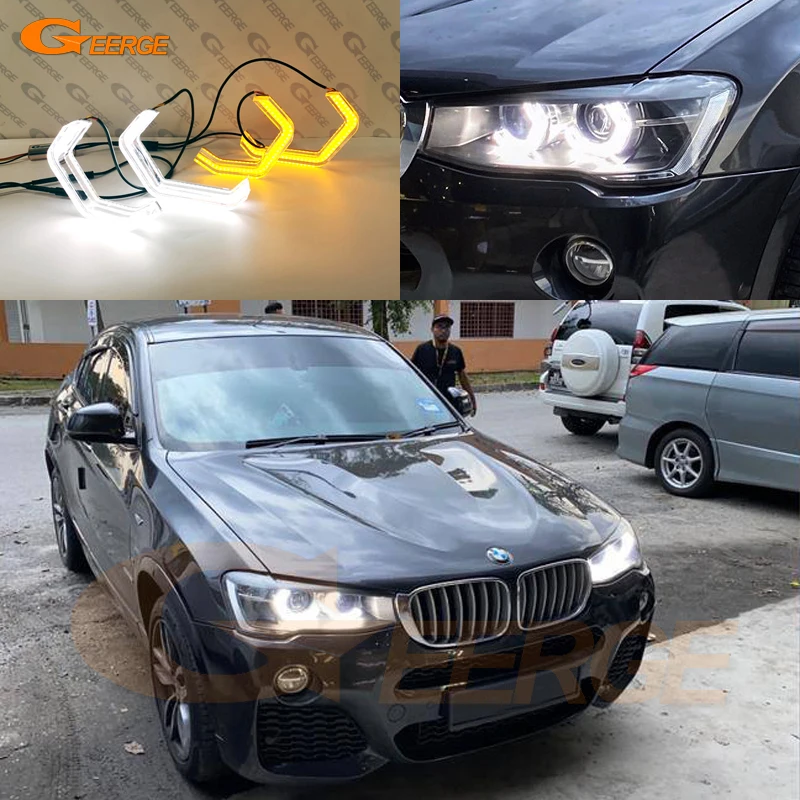 Dla BMW X3 F25 LCI G01 X4 F26 G02 Super jasne Led 3D sześciokątne anielskie  oczy pierścienie Halo M4 kultowe kryształowe światło do jazdy dziennej  DRL|Akcesoria do świateł samochodowych| - AliExpress